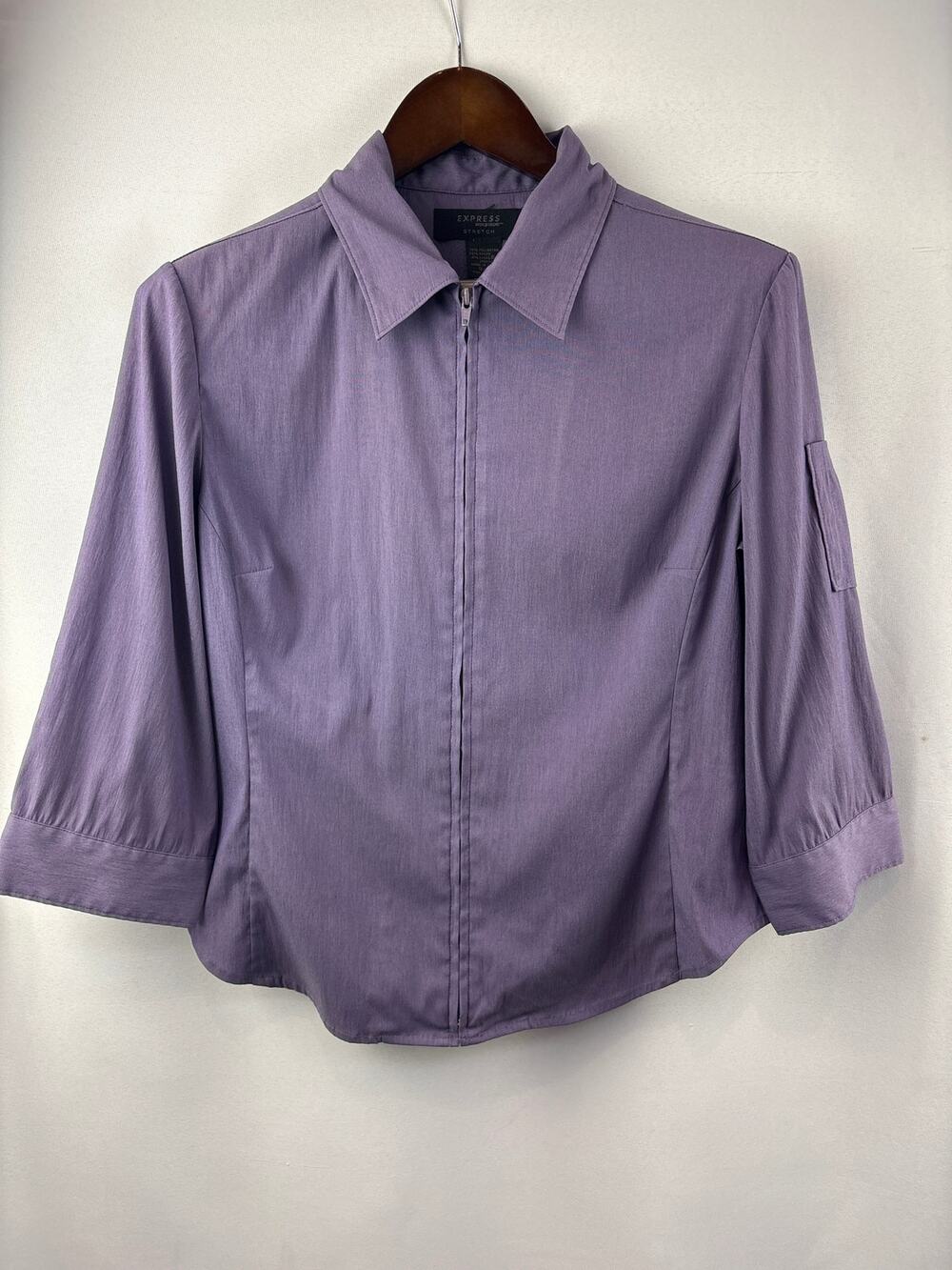 Women’s Express Size 9/10 Misty Purple Zip-Up Blouse